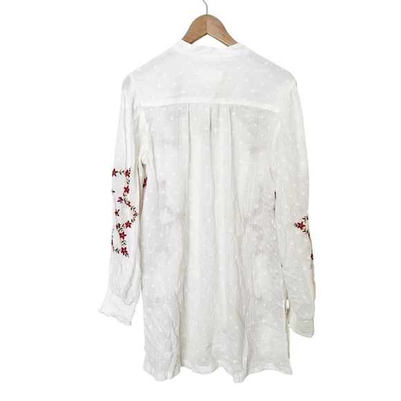 Anthropologie Embroidered White Tunic Blouse Size Medium - Picture 4 of 9